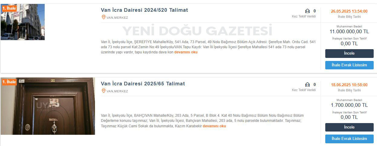 Van’da Yarı Fiyatına Konut, Arsa, Işyeri Satışı... İşte Ayrıntılar1