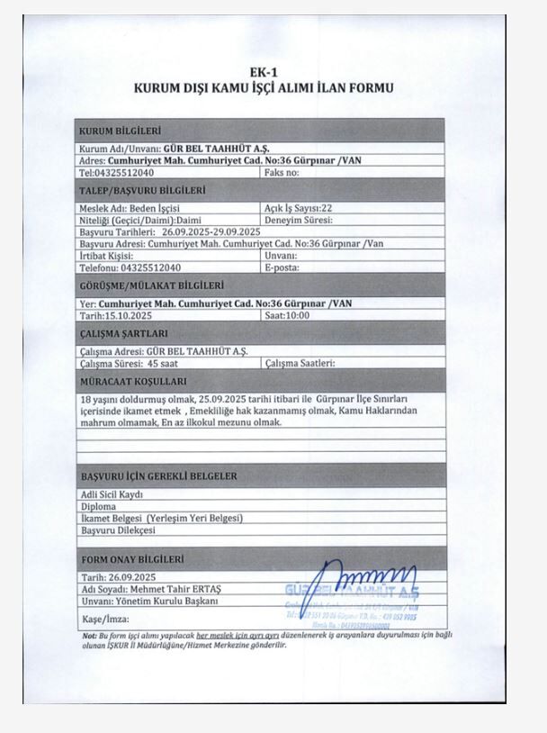 Gürpınar Işçi Alacak