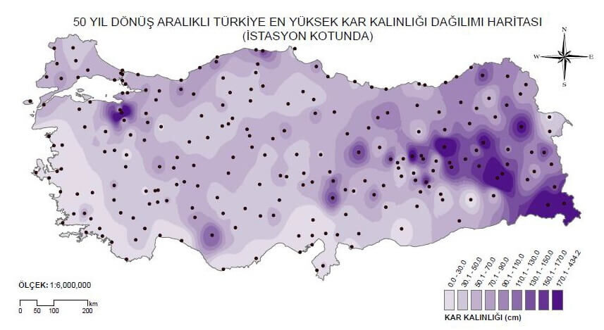 Kar Kalinligi Haritasi Kar Yuku