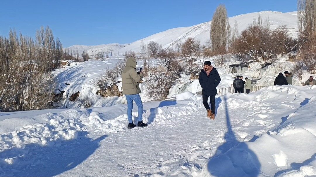 Van Muradiye Şelalesi Buz Tuttu (2)