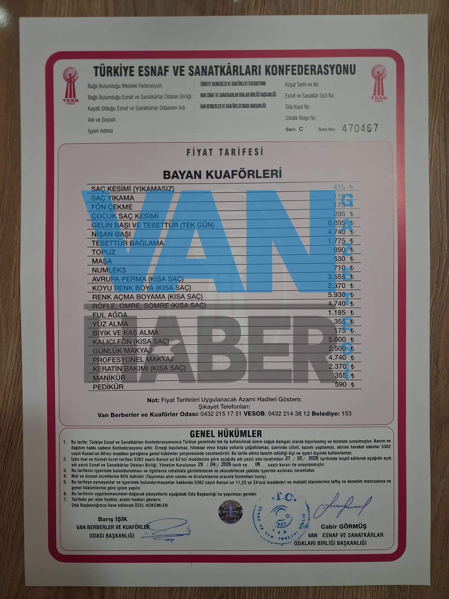 Van Berberler Ve Kuaförler Odası’nın Aldığı Karar Doğrultusunda Kentte Tıraş Ücretlerine Yüzde 18 Oranında Zam 1