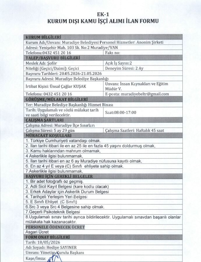 Van’da İki Belediyeye Personel Alımı Başvurular Başladı! (4)