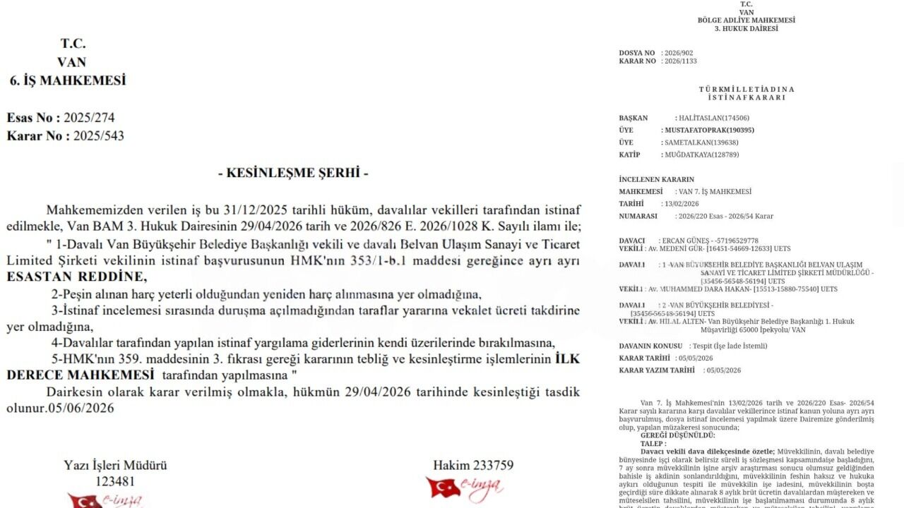 Van'da İşten Çıkarılan 223 İşçi İçin İstinaf Kararı Davalar Kabul Edildi