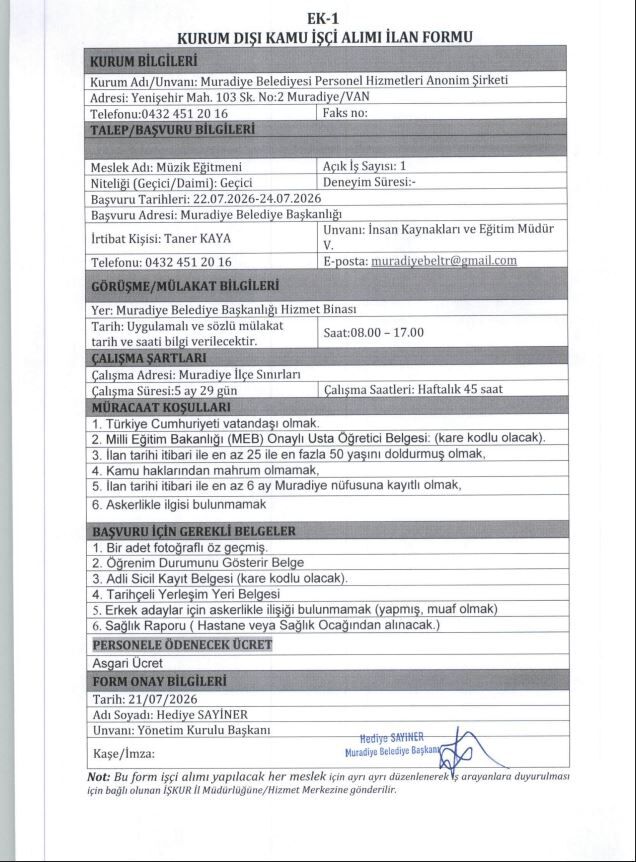 Muradiye Belediyesi Personel Alacak (6)